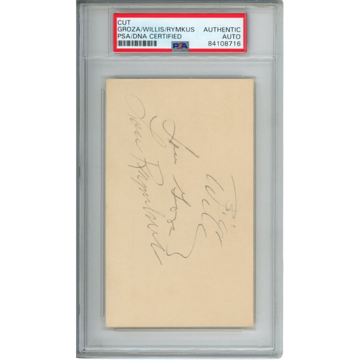 Lou Rymkus Lou Groza Bill Willis Autographed/Signed 3x5" Cut PSA Slabbed 54793