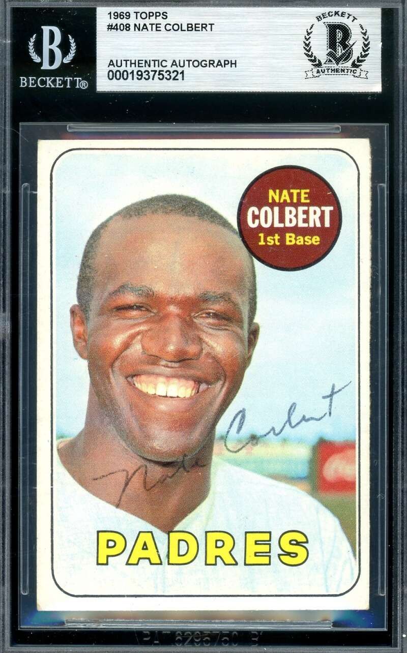 Nate Colbert Beckett BAS Vintage Signed 1969 Topps Rookie Autograph