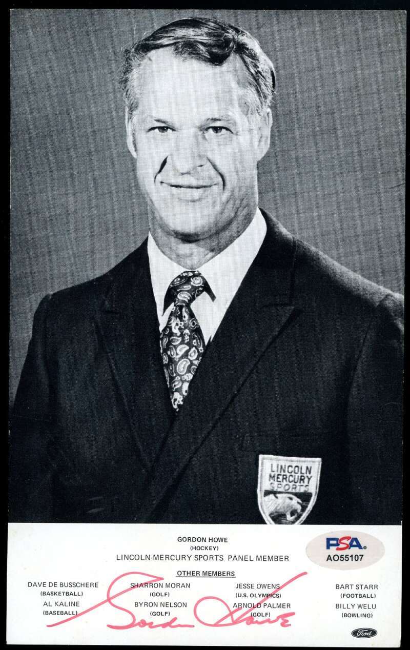 Gordie Howe PSA DNA Signed 5x8 Lincoln Mercury Photo Autograph
