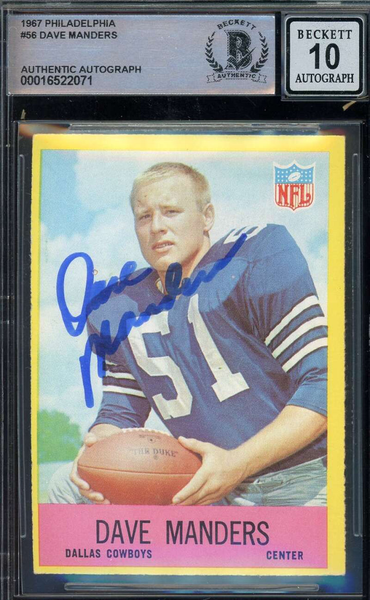 Dave Manders Gem Mint 10 Beckett BAS Signed 1967 Philadelphia Rookie Autograph