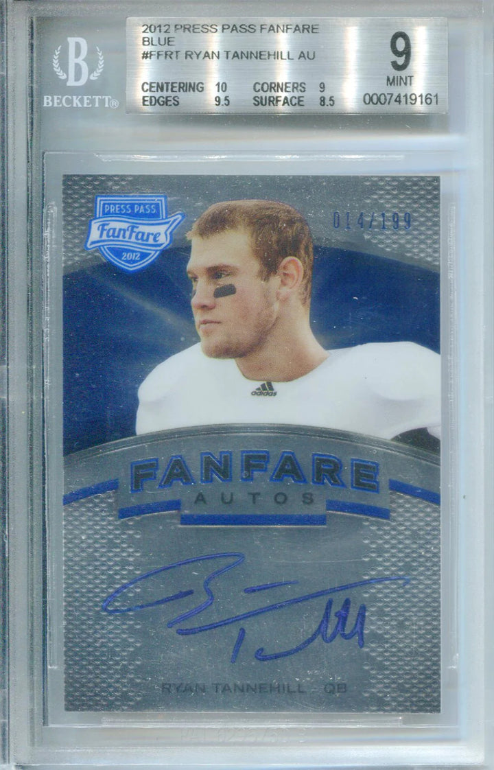 Ryan Tannehill Autographed 2012 Press Pass Blue Rookie Card 14/199 (BGS 9/10)