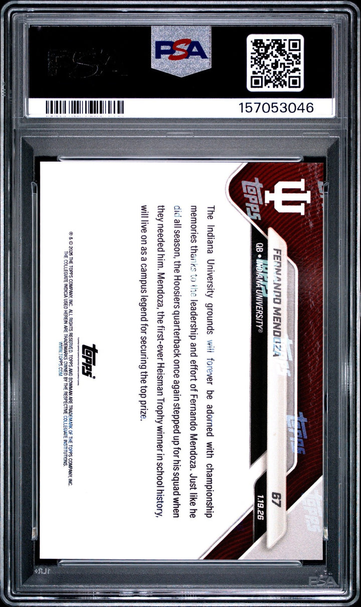 Graded 2025 Topps Bowman U Now Fernando Mendoza #67 Rookie RC Card PSA 10