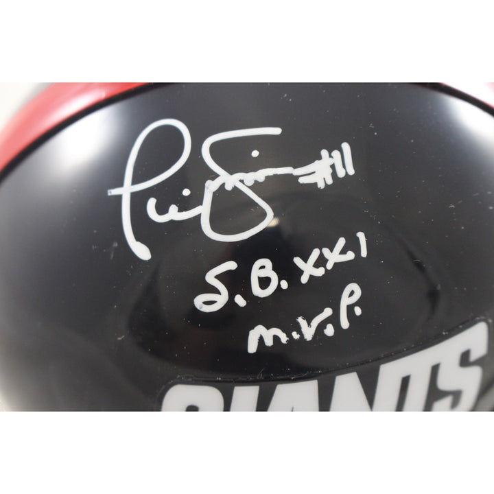 Phil Simms Autographed New York Giants VSR4 TB Mini Helmet SB MVP JSA 57162