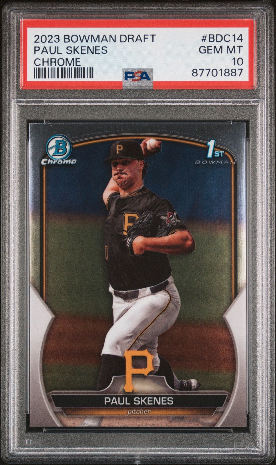 Graded 2023 Topps Bowman Draft Paul Skenes #BDC14 Chrome RC Card PSA 10