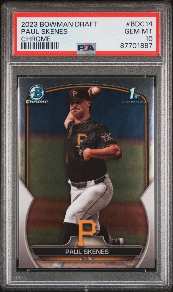 Graded 2023 Topps Bowman Draft Paul Skenes #BDC14 Chrome RC Card PSA 10