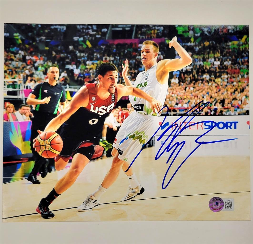 Klay Thompson autograph signed Team USA 8x10 Photo Warriors ~ Beckett BAS Holo