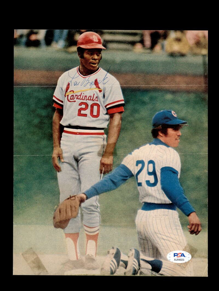 Lou Brock PSA DNA Coa Signed 8x10 Vintage Photo Cardinals Autograph