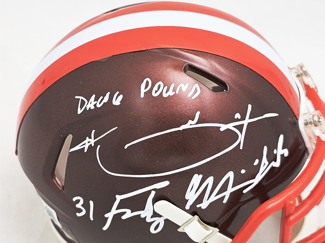 Hanford Dixon Frank Minnifield Auto Browns Flash Brown Mini Helmet Dawg Pound