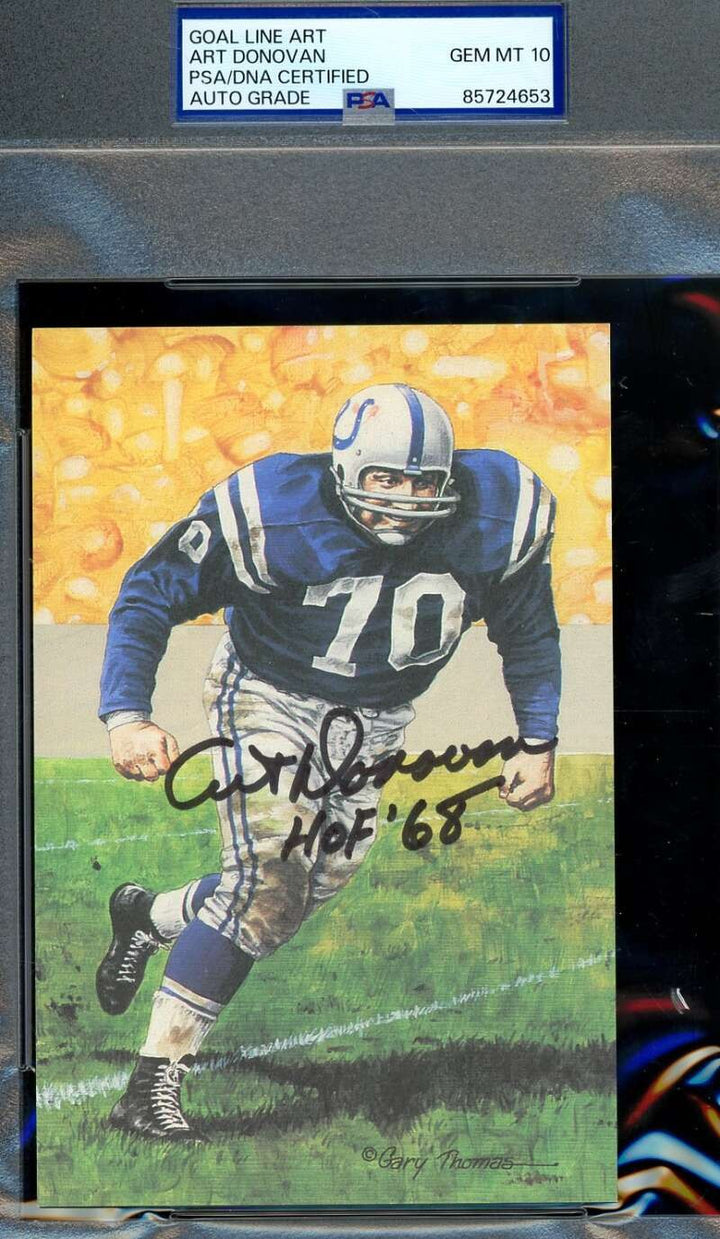 Art Donovan Gem Mint 10 PSA DNA Signed Goal Line Art Card GLAC Auto HOF 68