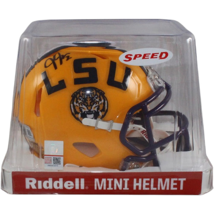 Justin Jefferson Autographed/Signed LSU Tigers Mini Helmet Beckett Witness 58217