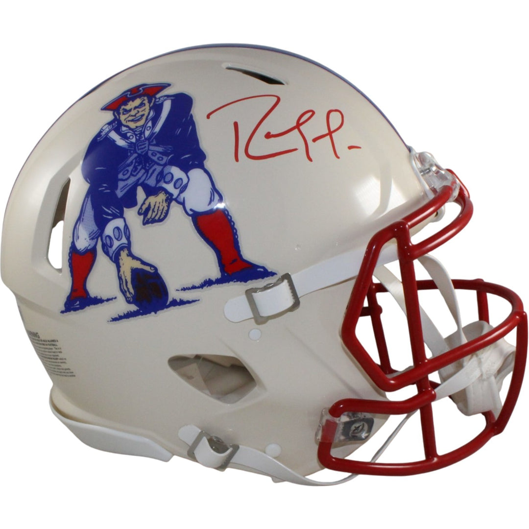 Randy Moss Autographed New England Patriots Authentic Retro Helmet Beckett 56320