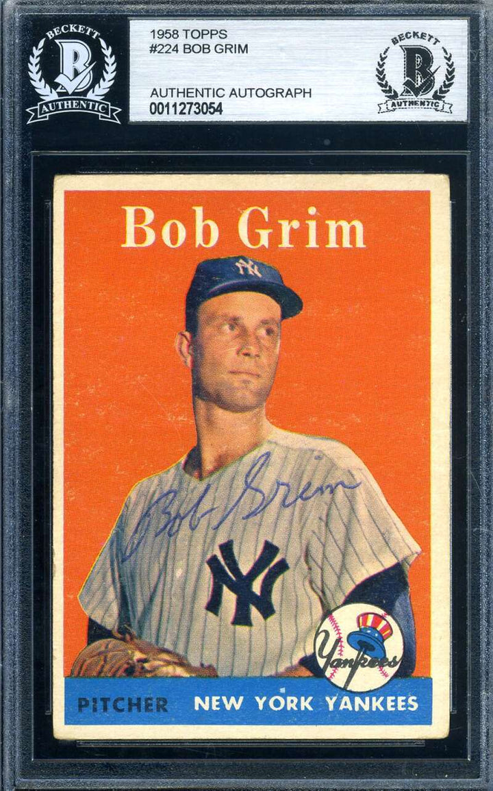 Bob Grim Beckett BAS Signed 1958 Topps Autograph
