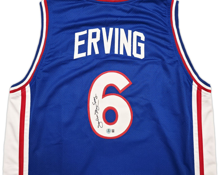 Philadelphia 76ers Julius "Dr. J" Erving Signed Blue Jersey Beckett Witness