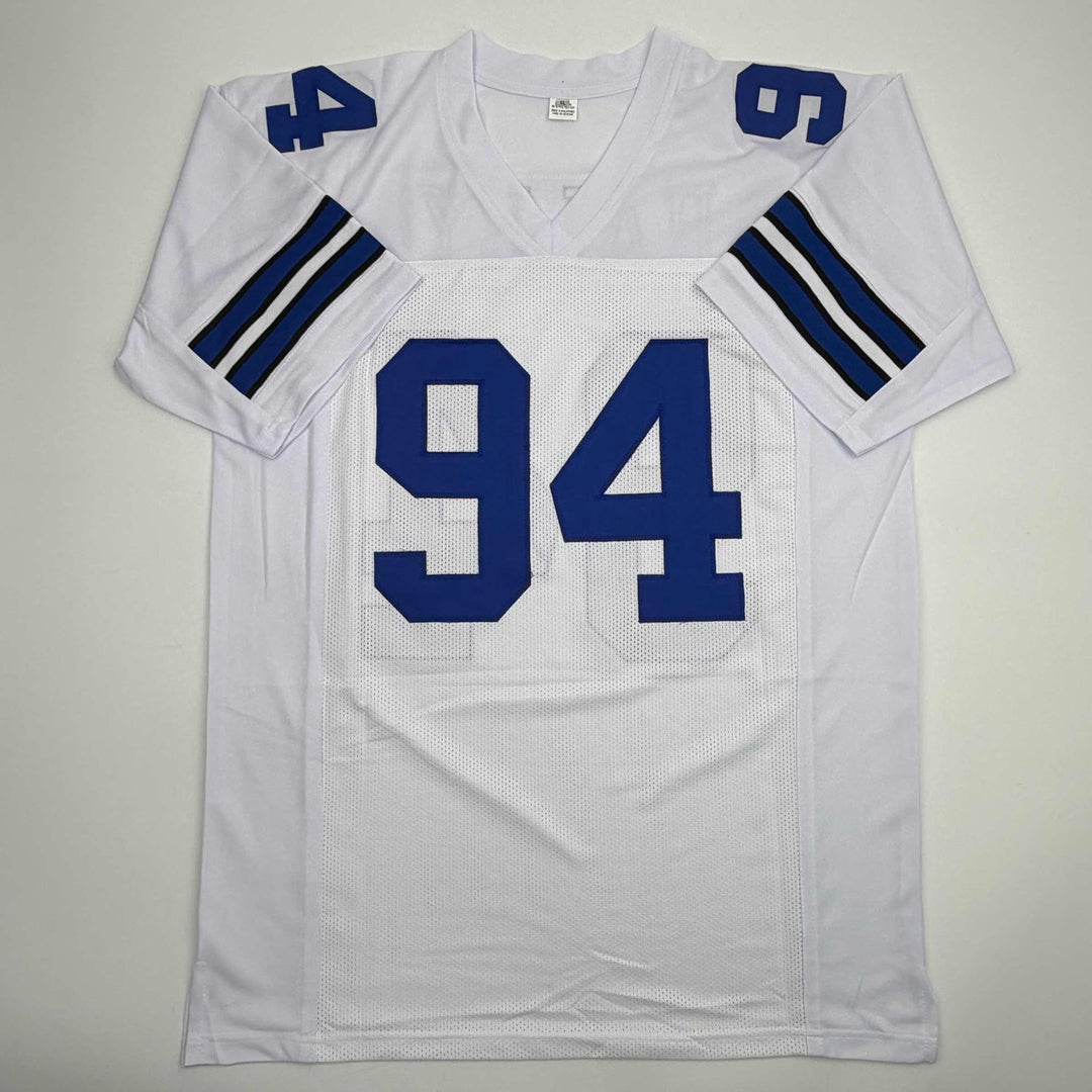 Autographed/Signed CHARLES HALEY Dallas White Football Jersey JSA COA Auto