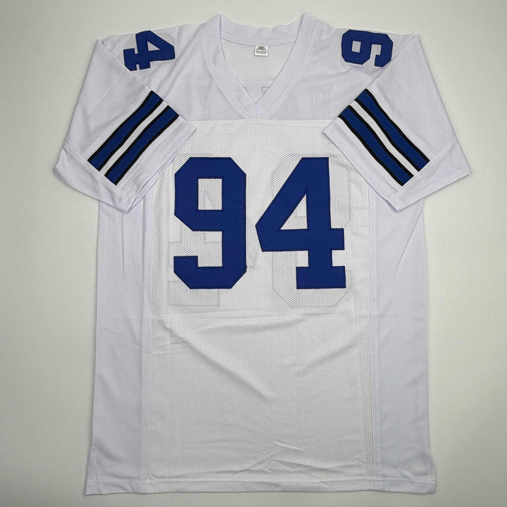 Autographed/Signed CHARLES HALEY Dallas White Football Jersey JSA COA Auto