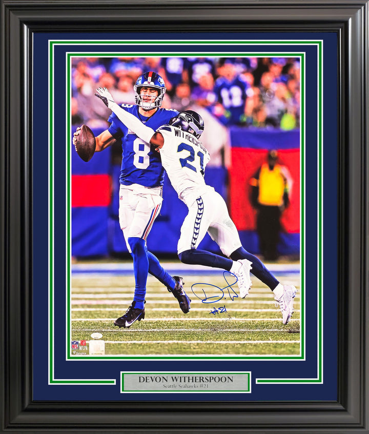 Devon Witherspoon Signed Framed 16x20 Photo Seattle Seahawks Sack MCS Holo