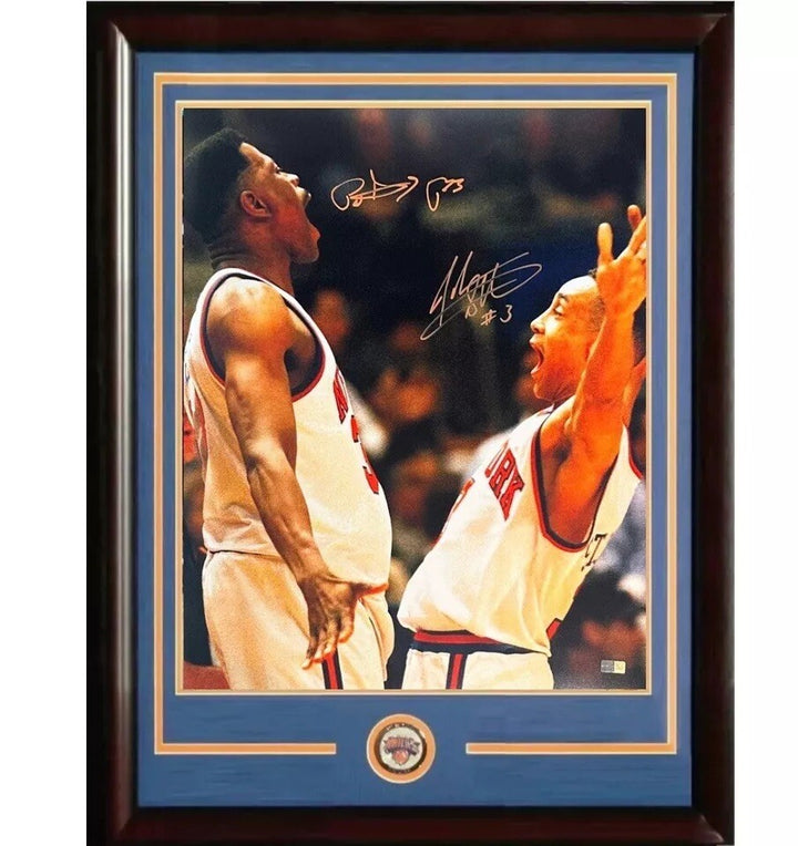 Patrick Ewing John Starks Signed 16x20 Framed Photo Knicks Auto Steiner COA