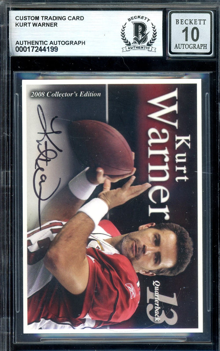 Kurt Warner Gem Mint 10 Beckett BAS Signed Personal Trading Card Autograph