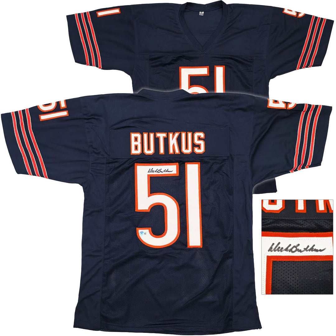 Chicago Bears Dick Butkus Signed Blue Jersey Beckett Wit