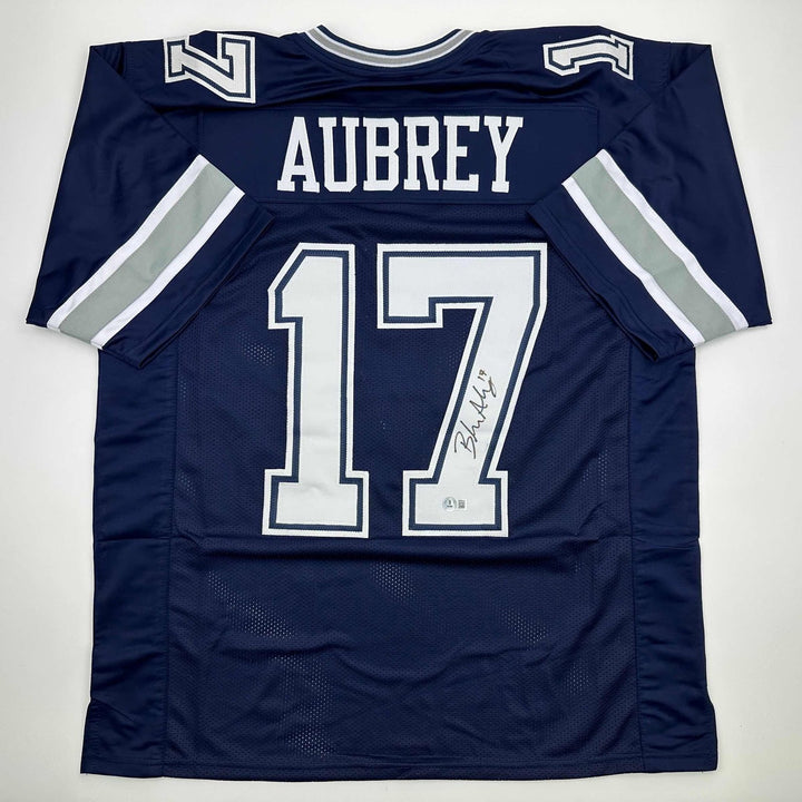 Autographed/Signed Brandon Aubrey Dallas Blue Jersey Beckett BAS COA