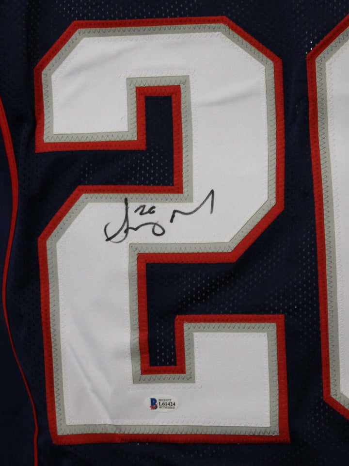 Sony Michel Autographed/Signed Pro Style Blue XL Jersey BAS 22630