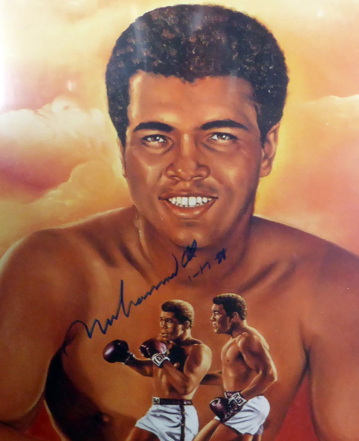 Muhammad Ali Autographed Signed Framed 18x24 Lithograph Photo "1-17-88" PSA/DNA