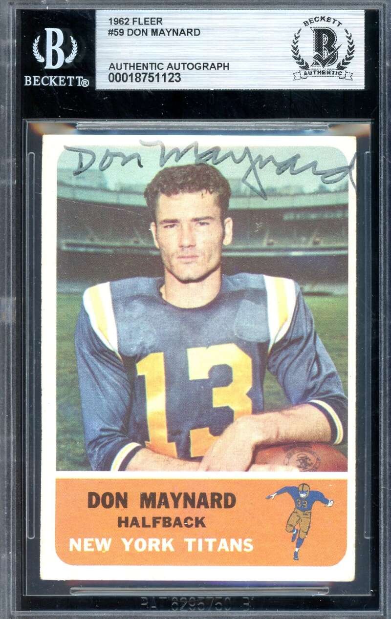 Don Maynard Beckett BAS Vintage Signed 1962 Fleer Autograph Jets