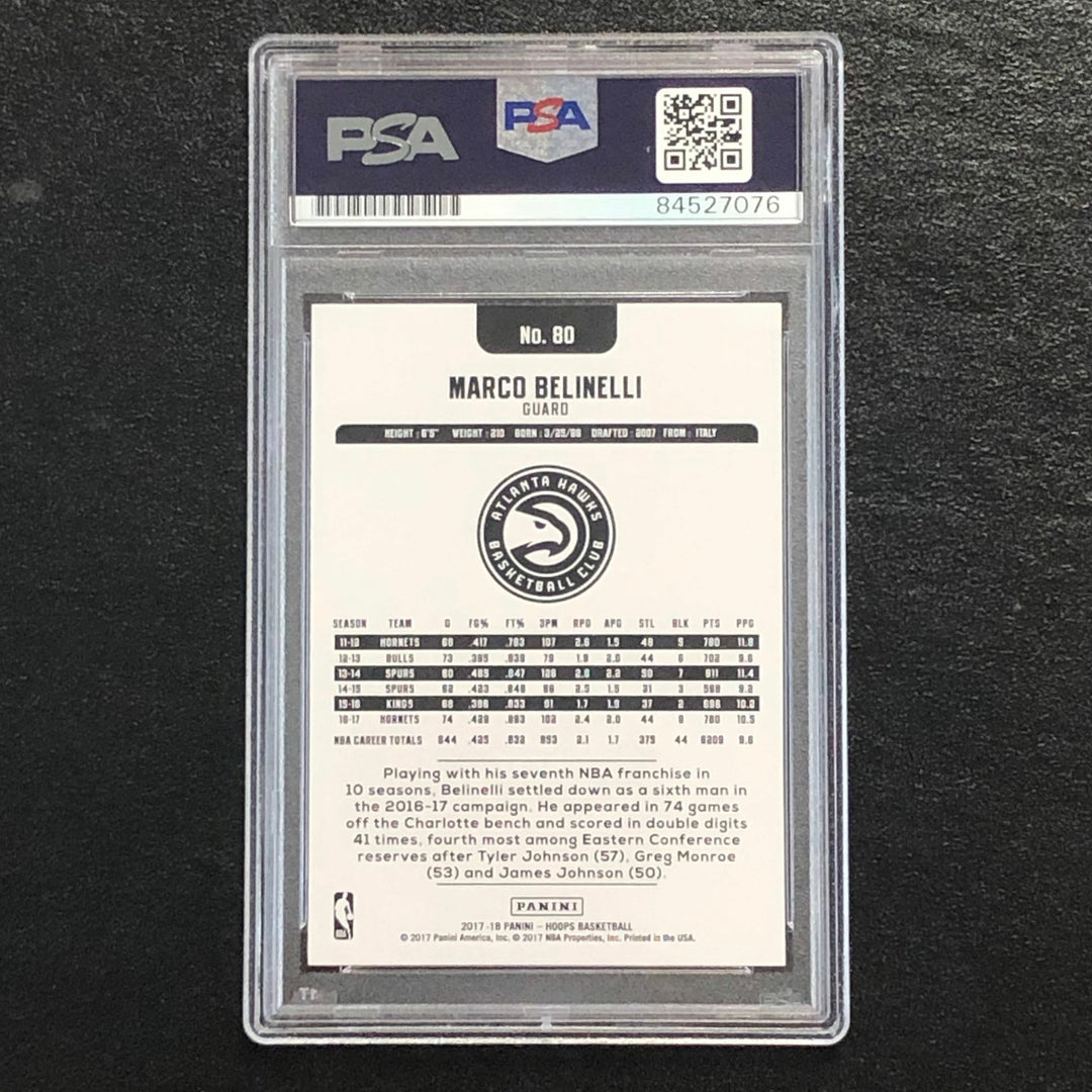 2017-18 NBA Hoops #80 Marco Belinelli Signed Card AUTO PSA Slabbed Hawks