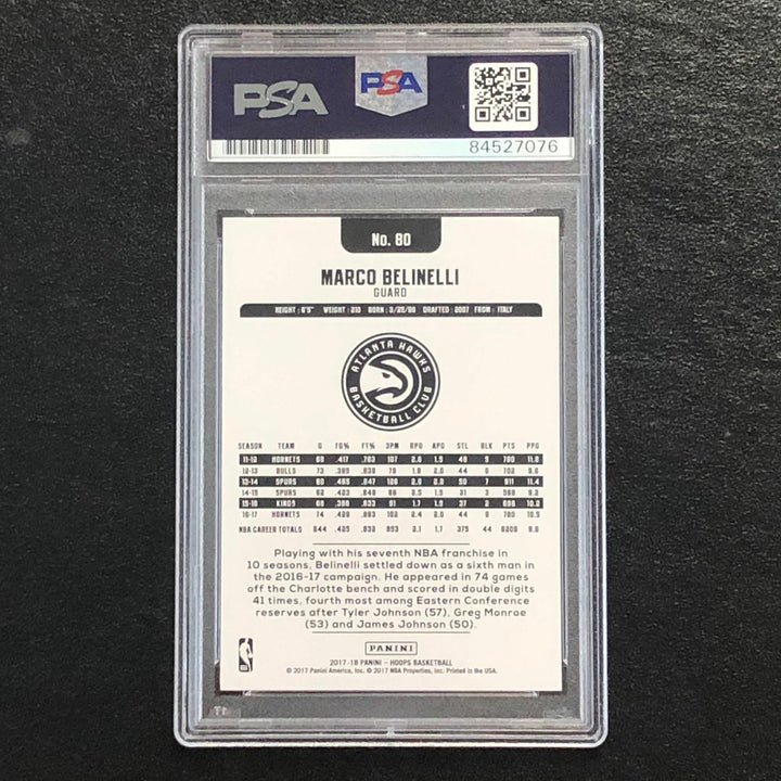 2017-18 NBA Hoops #80 Marco Belinelli Signed Card AUTO PSA Slabbed Hawks