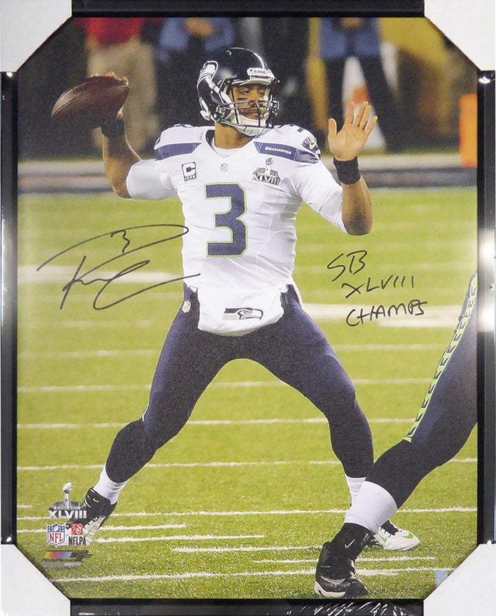 Russell Wilson Signed 24x30 Canvas Photo Seahawks "SB XLVIII Champs" SB RW Holo