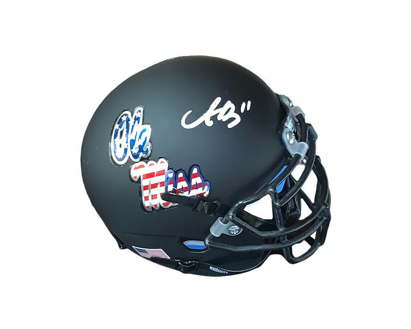 AJ (A.J.) Brown signed Ole Miss Rebels Schutt Black Matte Mini Helmet #11 - JSA