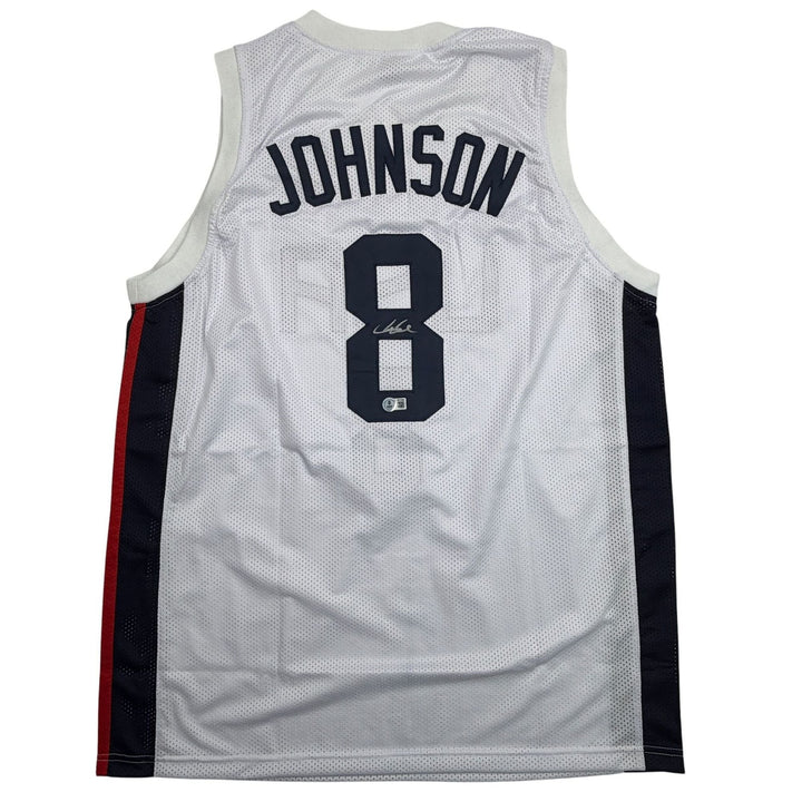 Autographed/Signed Joe Johnson United States USA White Jersey Beckett COA