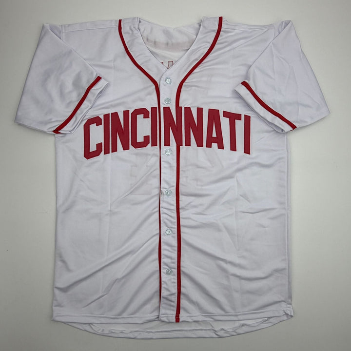 Autographed/Signed Adam Dunn Cincinnati White Baseball Jersey JSA COA