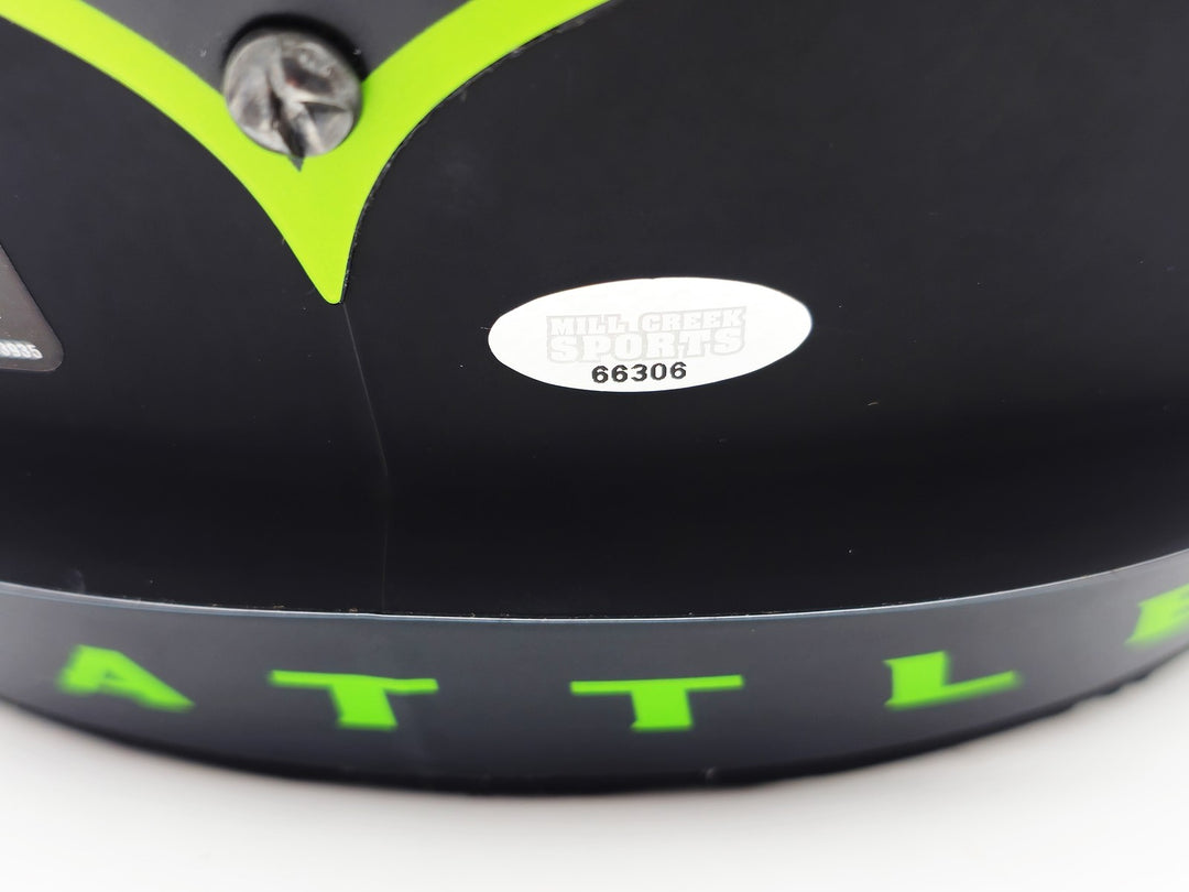 Tyler Lockett Auto Seahawks Eclipse Black Full Size Speed Rep Helmet MCS Holo