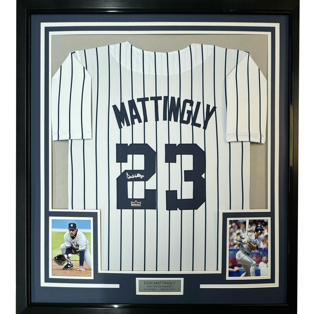 Framed Facsimile Autographed Don Mattingly 33x42 Reprint Laser Auto Jersey