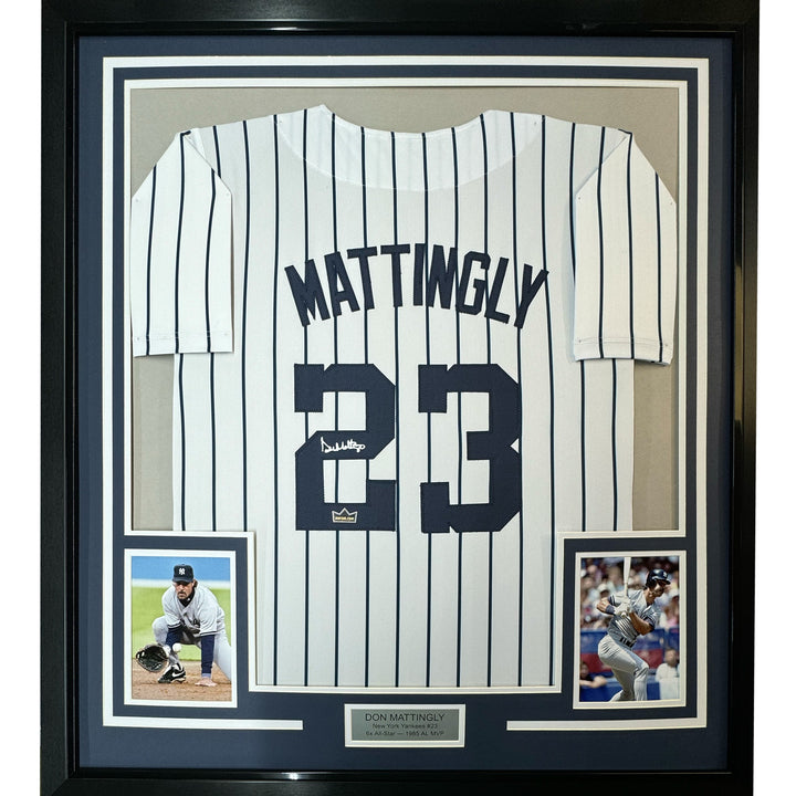 Framed Facsimile Autographed Don Mattingly 33x42 Reprint Laser Auto Jersey