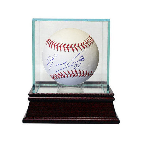 Eduardo Nunez signed Official Major League Baseball #26 w/ Glass Case -LEAF HOLO