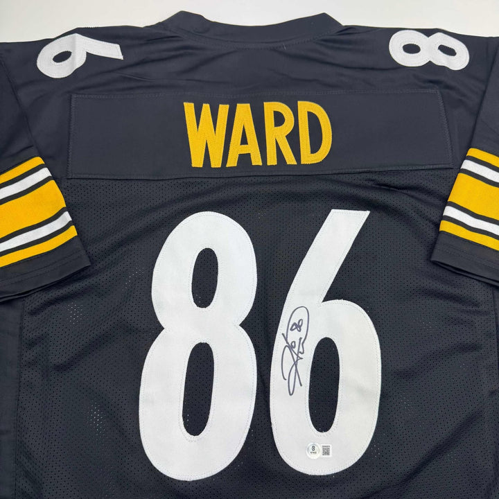 Autographed/Signed HINES WARD Pittsburgh Black Football Jersey JSA COA Auto