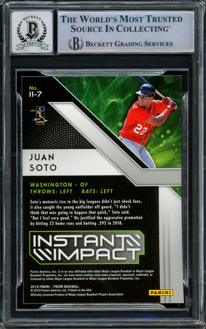 Juan Soto Autographed 2019 Panini Prizm Instant Impact Card Gem 10 Auto Beckett