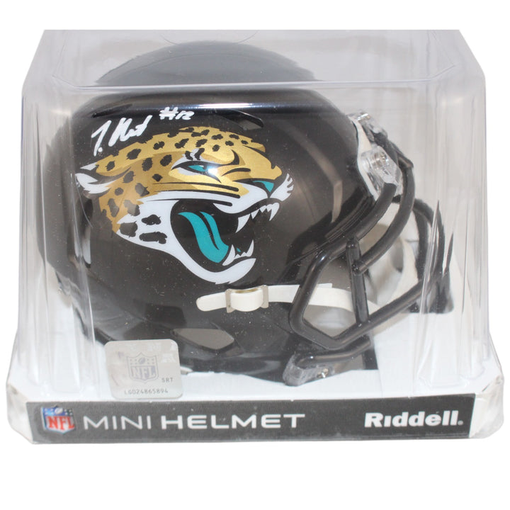 Travis Hunter Autographed Jacksonville Jaguars Mini Helmet Beckett Witness 53353