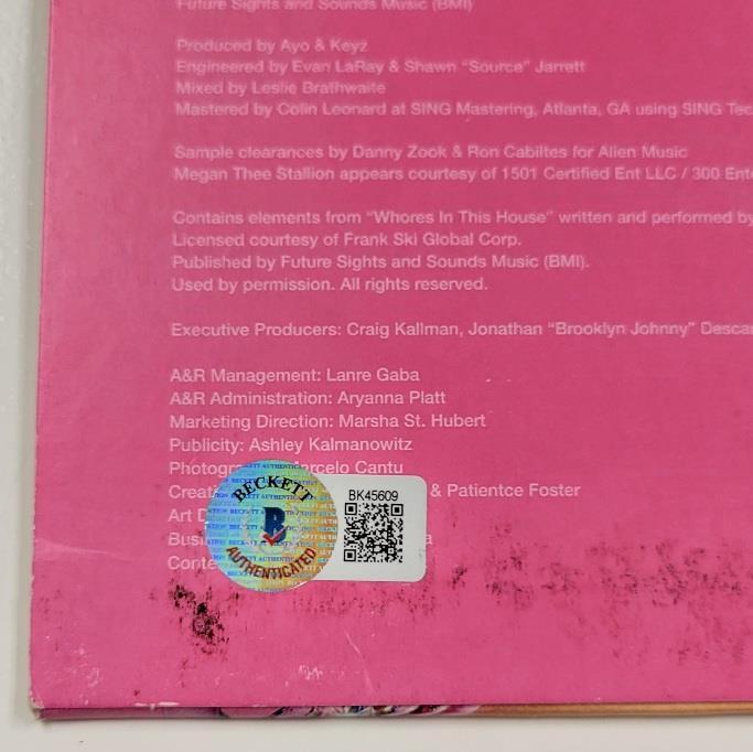 Cardi B & Megan Thee Stallion signed WAP Vinyl Album Cover autograph Beckett BAS