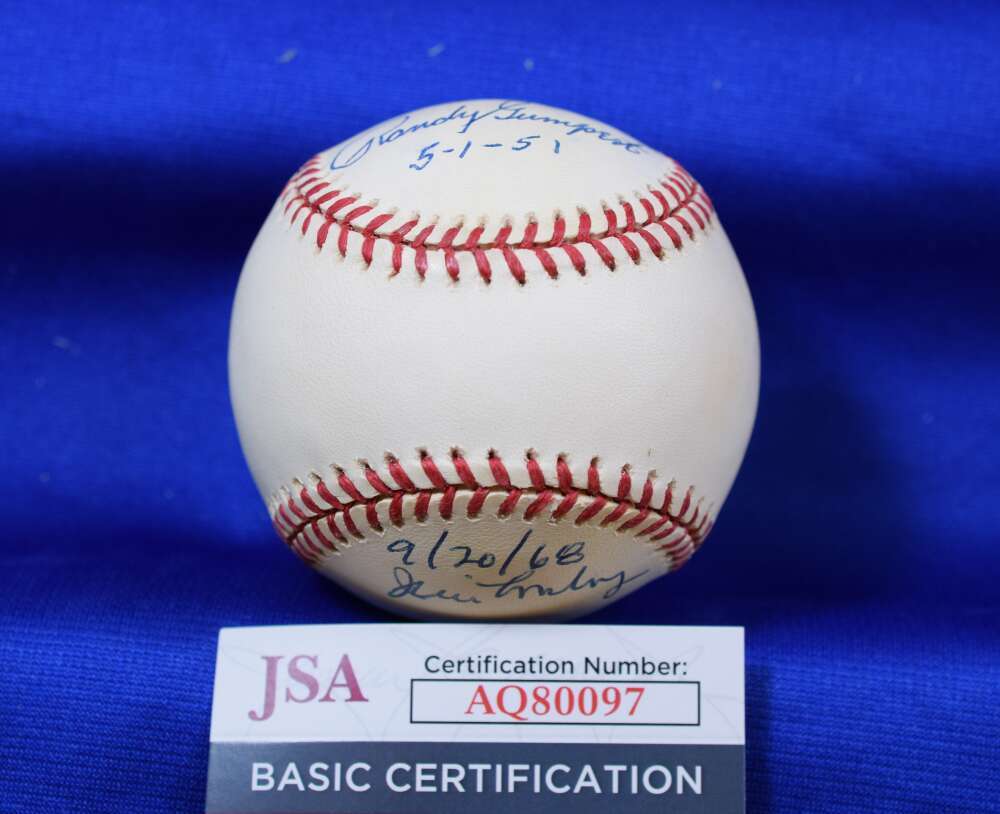 Jim Lonborg Randy Gumpert Mantles First Last Hr`s JSA Signed AL Baseball