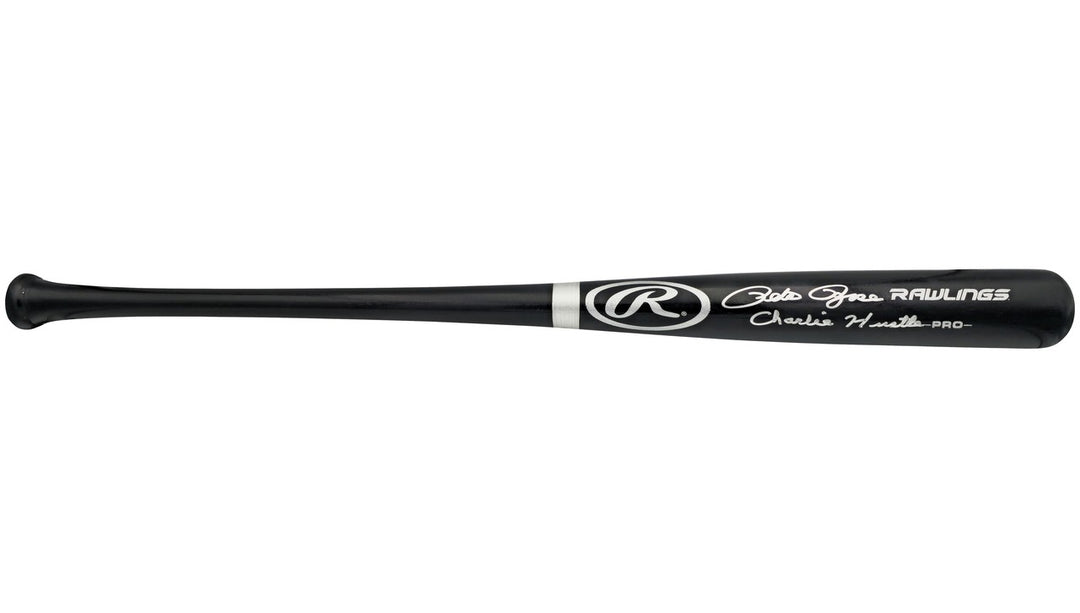 Pete Rose Signed Black Rawlings Pro Baseball Bat Reds "Charlie Hustle" JSA