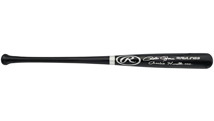 Pete Rose Signed Black Rawlings Pro Baseball Bat Reds "Charlie Hustle" JSA