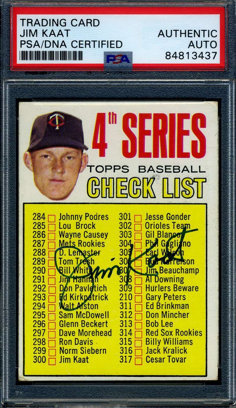 Jim Kaat PSA DNA Signed 1967 Topps Checklist Autograph