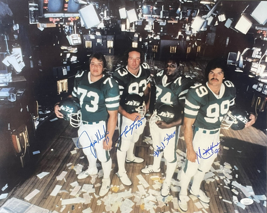 NY Jets signed 16x20 Photo Stock Exchange Floor Framed 4 Auto Joe Klecko JSA