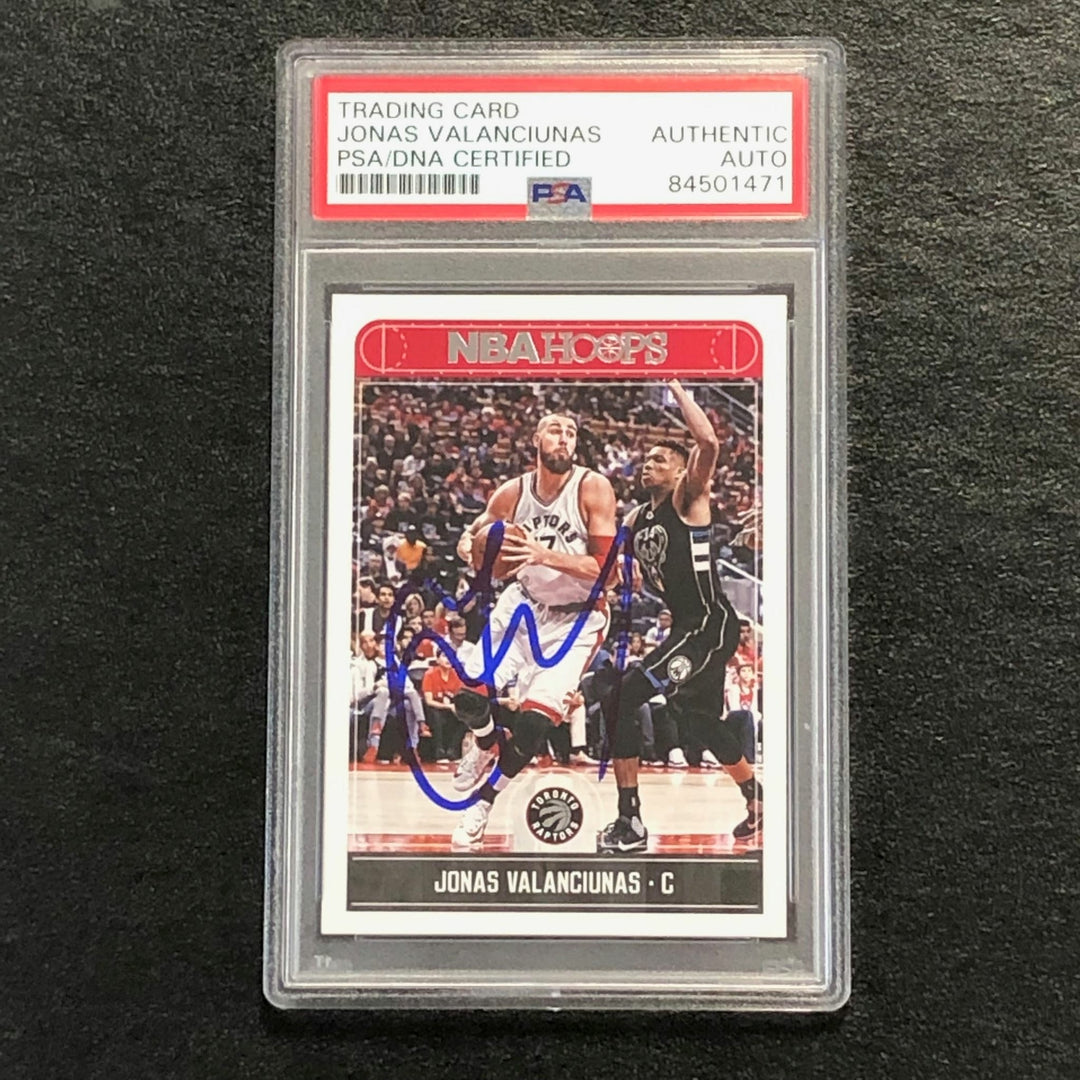 2017-18 NBA Hoops #177 Jonas Valanciunas Signed Card AUTO PSA Slabbed Toronto Ra