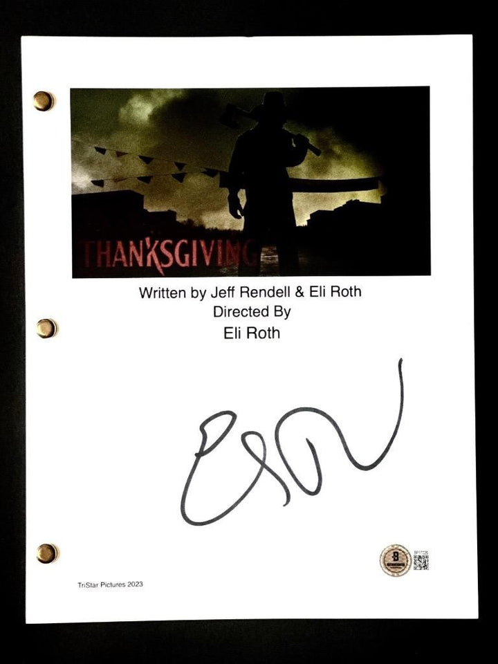Director Eli Roth signed Thanksgiving script autograph (F) ~ Beckett BAS