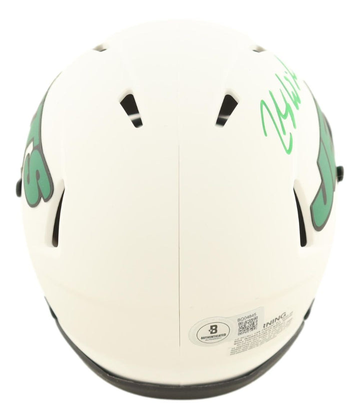 Zach Wilson Signed New York Jets Lunar Eclipse Mini Speed Helmet BAS