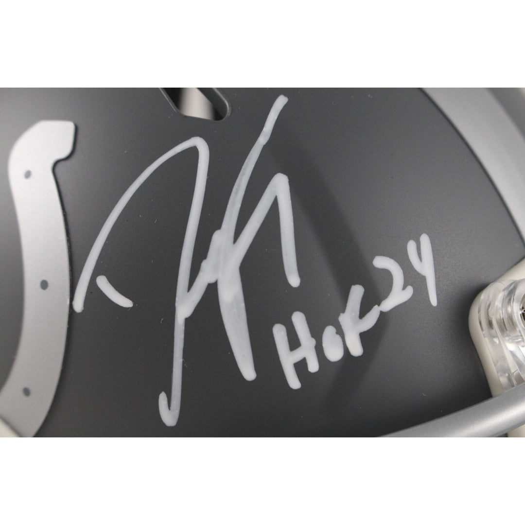Dwight Freeney Signed Indianapolis Colts Slate Mini Helmet HOF Beckett 50324